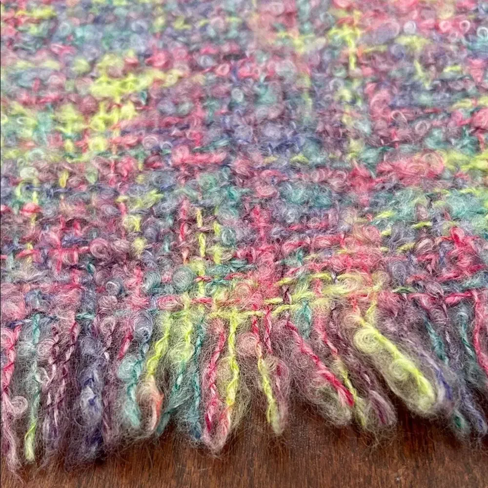 Donegal Irish Mohair Wool Blend Multicolor Scarf, Pastel Unicorn Colors